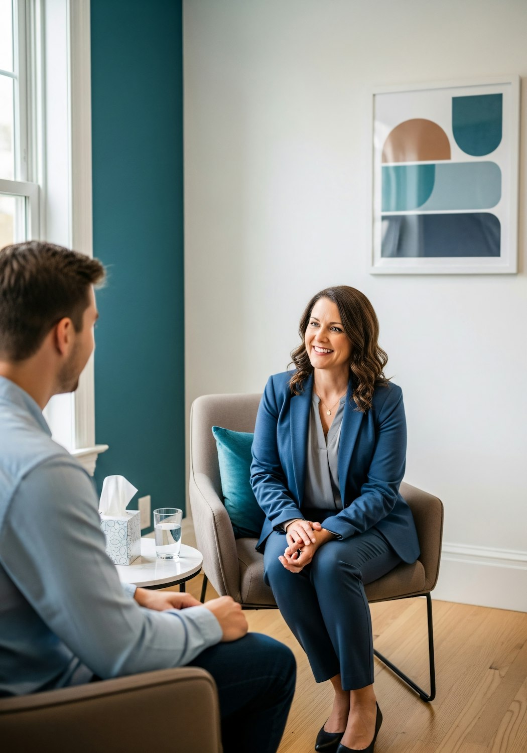 A person engaging in a therapy session, illustrating the crucial step of seeking professional guidance for managing specific phobias.