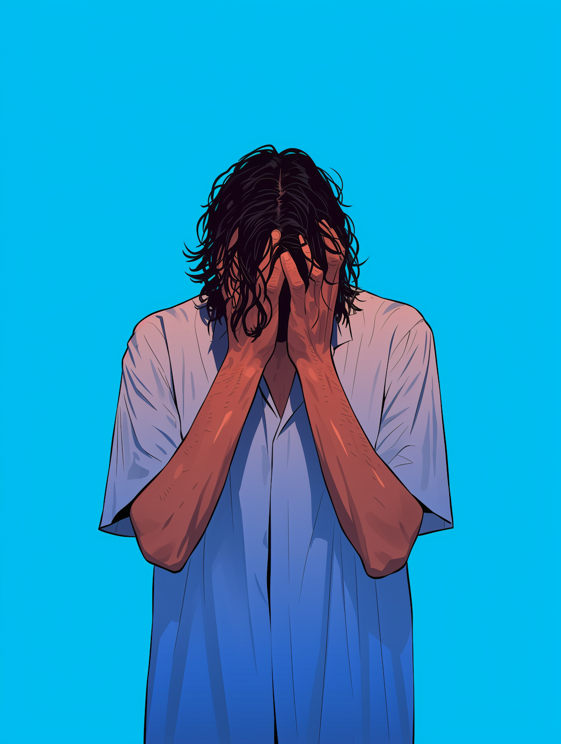 A person appears overwhelmed by a torrent of thoughts, illustrating the paralysis that overthinking anxiety can cause.