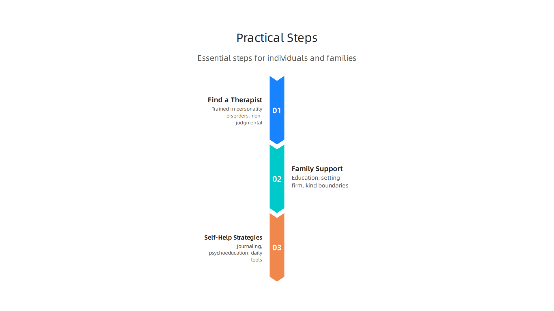 Essential steps for individuals and families navigating the challenges of Narcissistic Personality Disorder treatment.