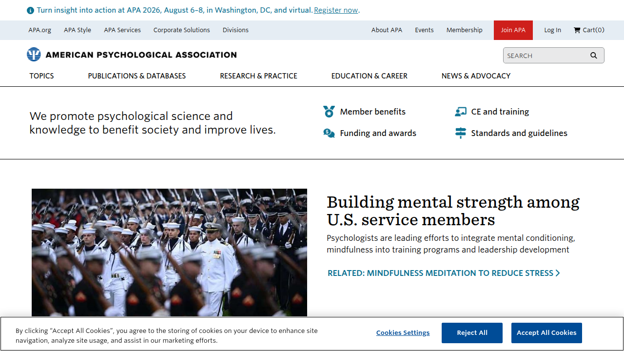 Screenshot of the APA's resource page on building psychological resilience.