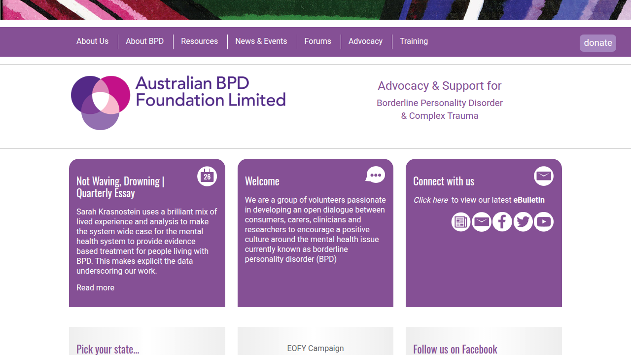 The Australian BPD Foundation offers resources, support, and information specifically for individuals affected by Borderline Personality Disorder and their families.