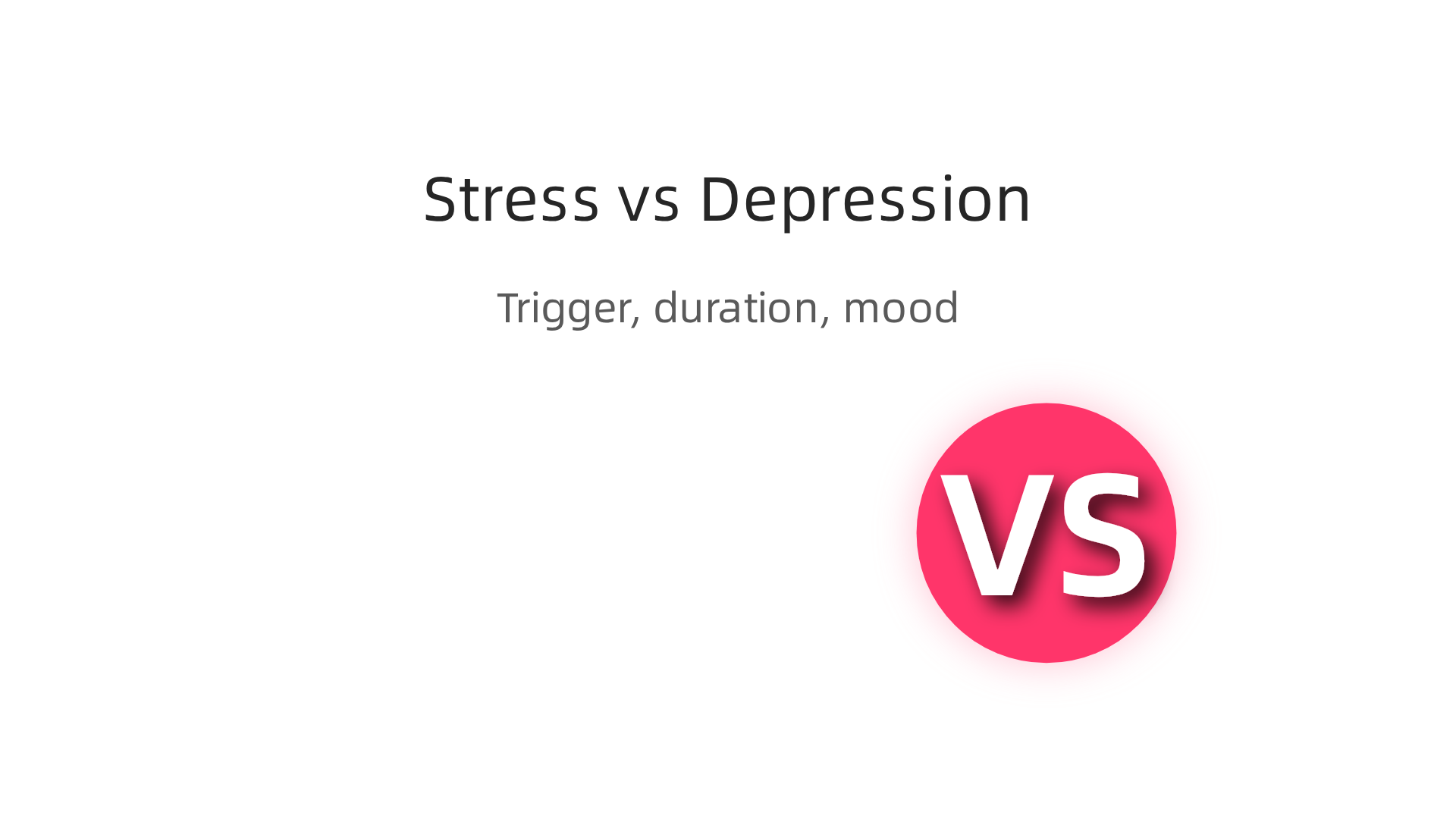 Understand the fundamental distinctions between a stress response and a depressive episode based on triggers, duration, and mood.