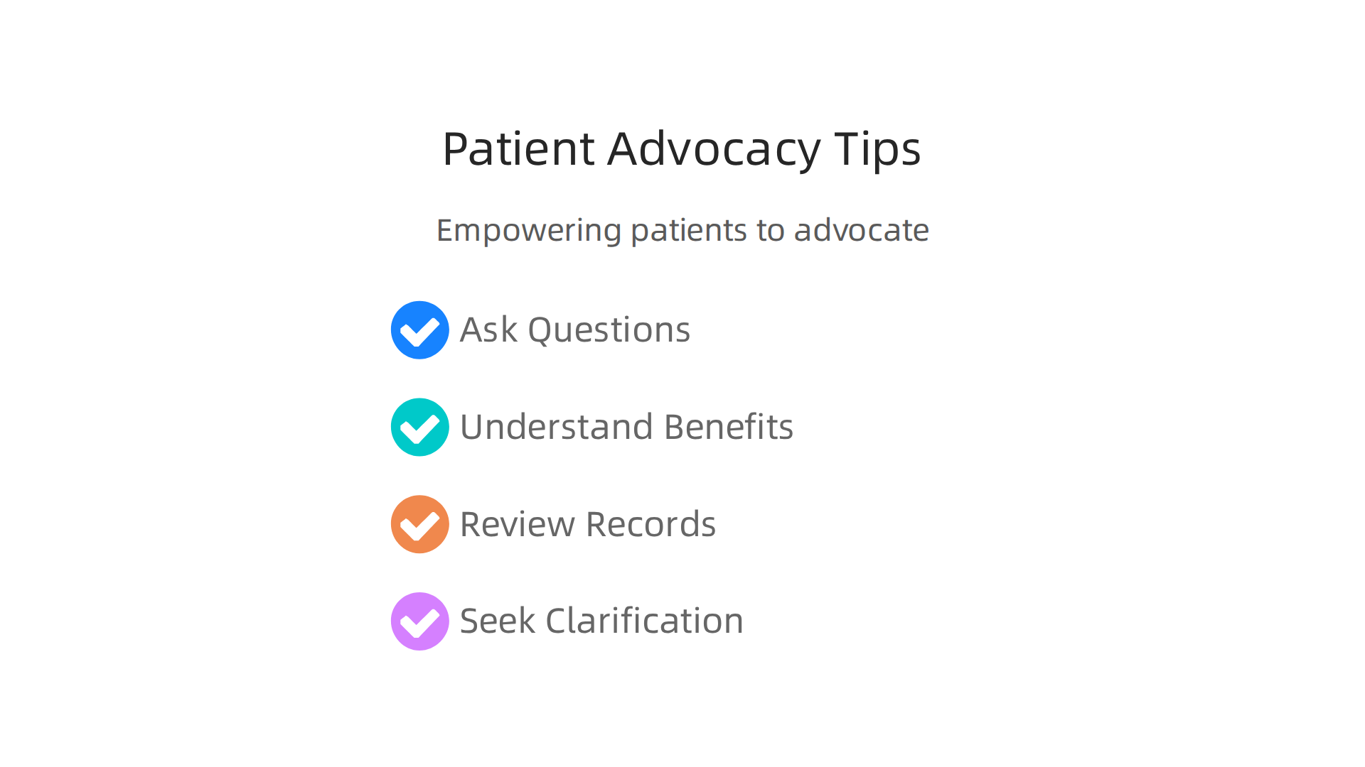 Empowering patients to advocate for their care by asking questions and understanding their medical information.