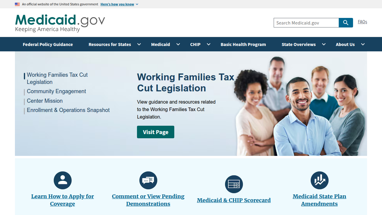 The official Medicaid website, providing comprehensive information on healthcare coverage and services, including mental health support.