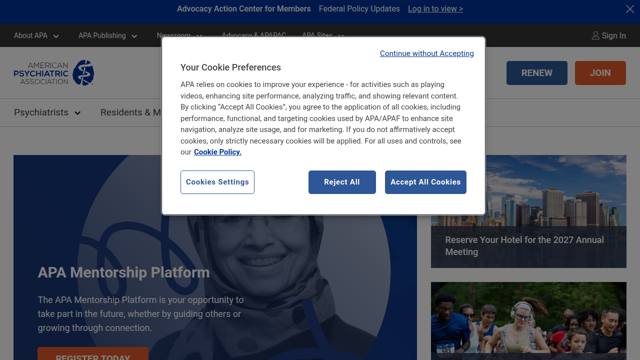 The American Psychiatric Association's official website, a key resource for mental health information and the DSM-5.
