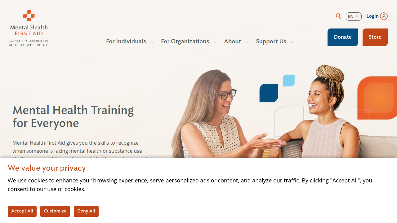 Explore the official website for Mental Health First Aid, a widely used evidence-based training program.