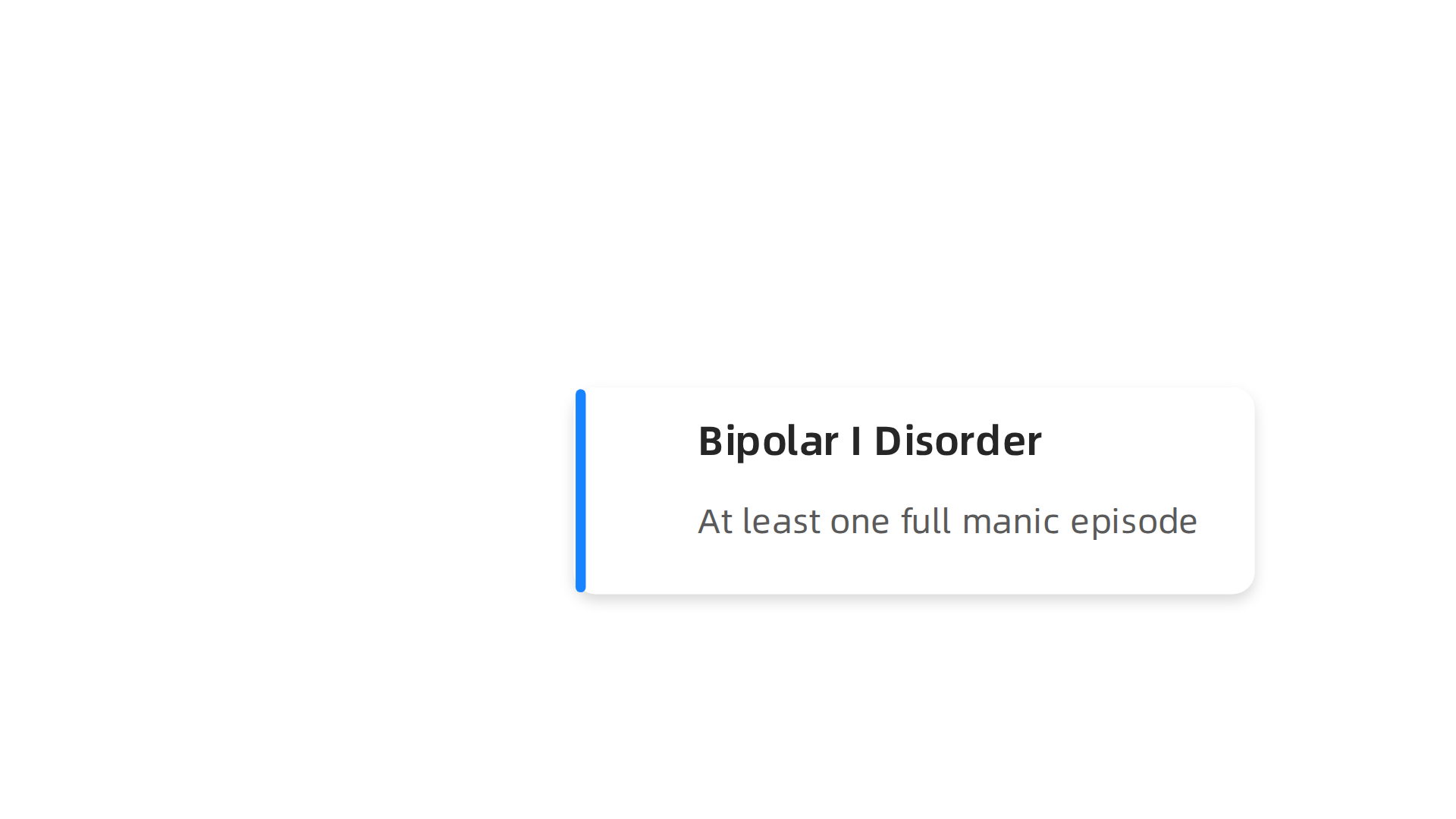 An overview of different bipolar conditions, categorized by the nature and severity of mood episodes.
