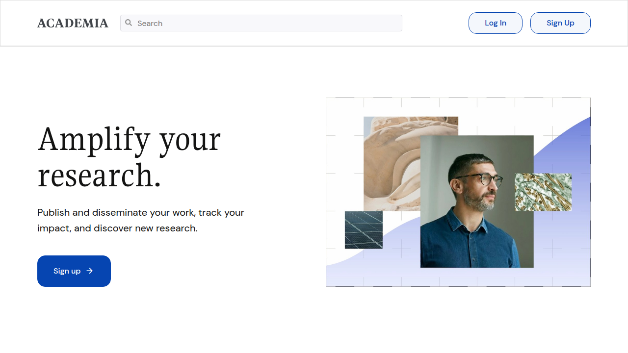 A screenshot of Academia.edu, a platform for academics to share research papers and connect with peers.