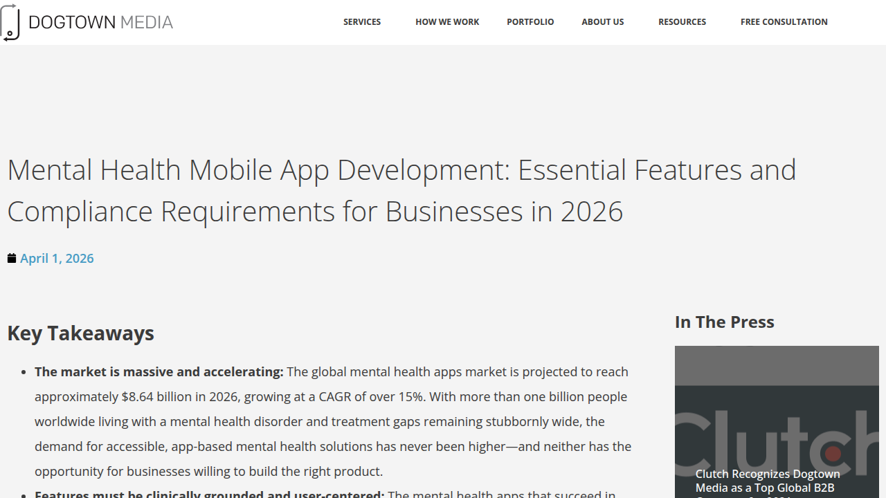 A blog post about essential features and compliance for mental health mobile app development in 2026.